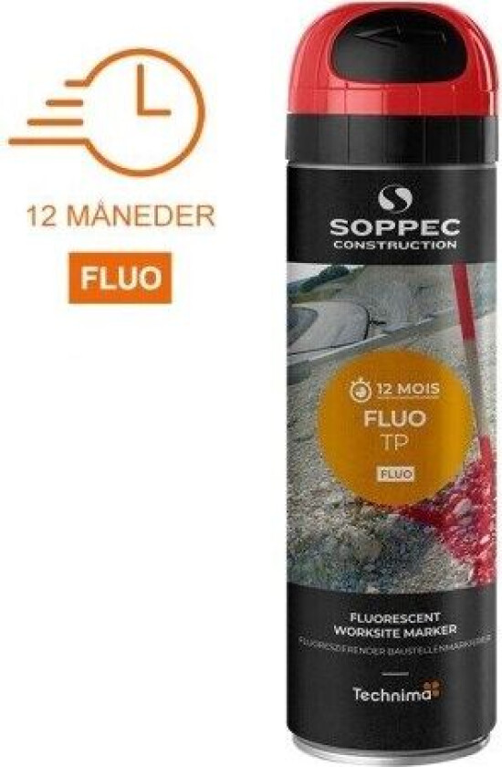 SOPPEC mærkespray TP FLUO 500 ml. RØD - 1804875