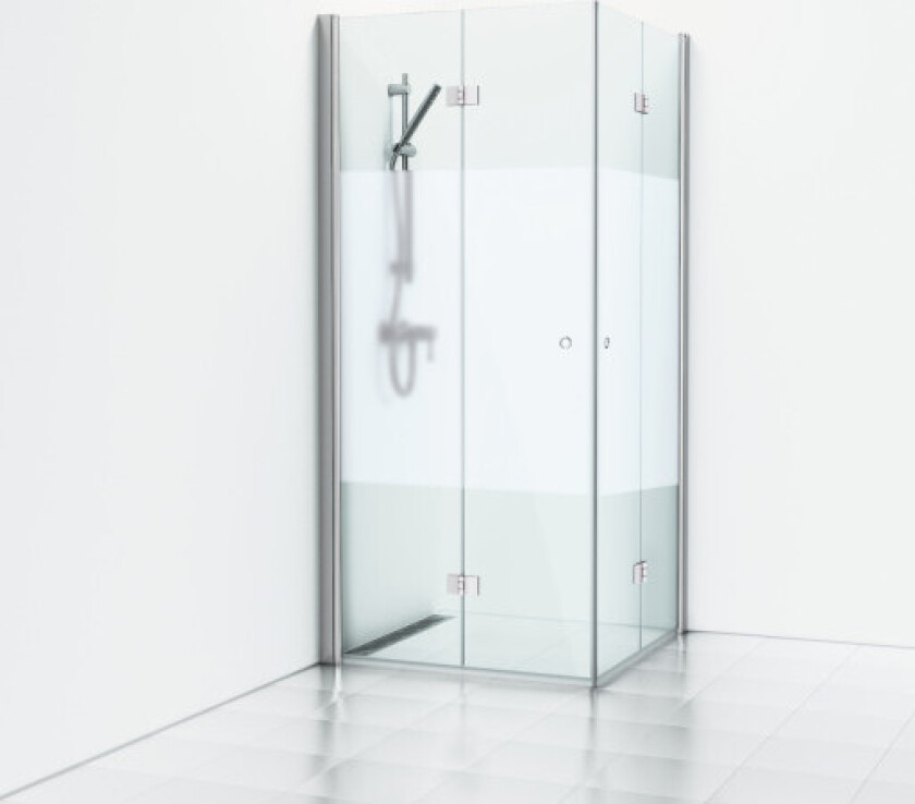 Skoga foldehjørnedusj 70 x 70 cm, halvfrostet glass/blank alu