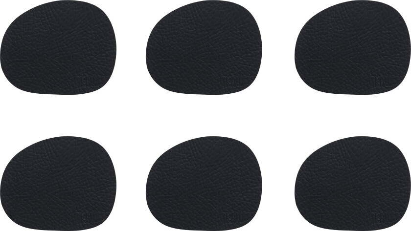 Aida Raw glassunderlag lær 6-stk. Black buffalo (svart)