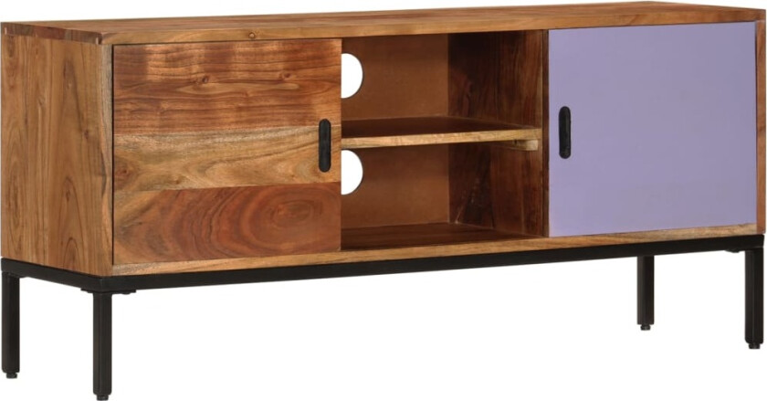 TV-benk honningbrun og grå 110x30x50 cm heltre akasie