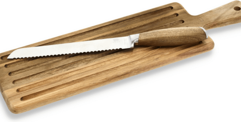 Skjærebrett med brødkniv
