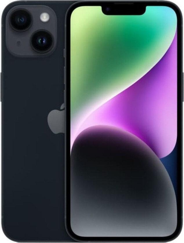 iPhone 14 - 5G smartphone - dobbelt-SIM / Internminne 256 GB - OLED-display - 6.1 - 2532 x 1170 piksler - 2x bakkameraer 12 MP, 12 MP - front camera 12 MP - midnatt