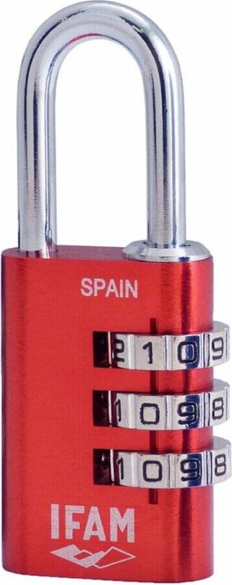 Hengelås med kode IFAM Combi30 Rød Aluminium Forkrommet stål (3 cm)