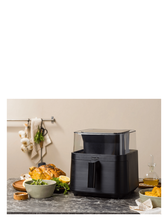 Vision Gennemsigtig Airfryer – 1 Kurv, 7 L - Black - 7 L