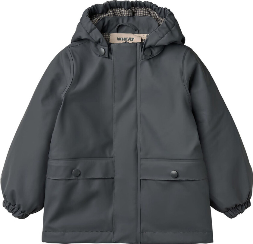 Regnjakke m. Termisk - PU - Au - Greyblue - - 10 år (140) - Regnjakke