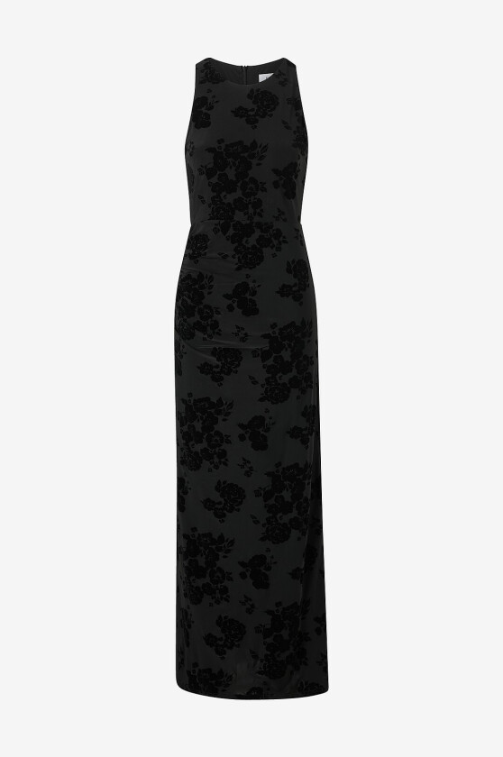Maxikjole med drapering - Svart