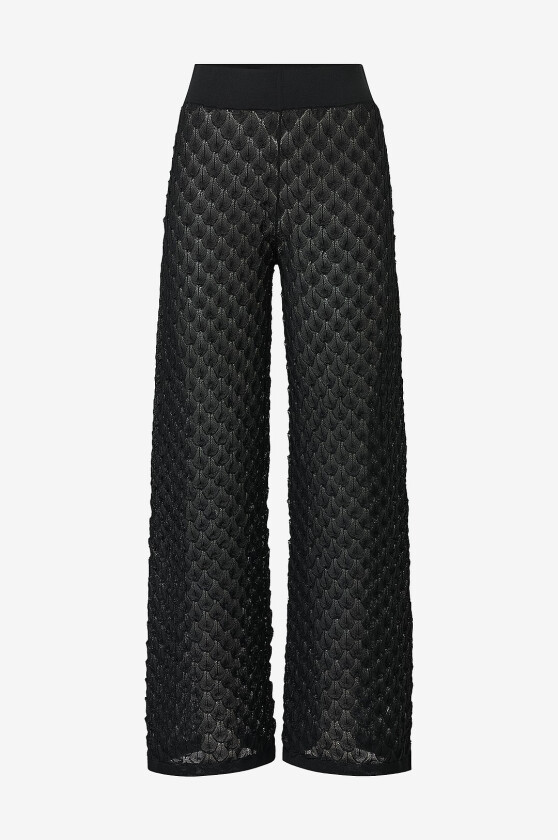 Bukser Alissa Wide-leg Pointelle Knitted Trousers - Svart