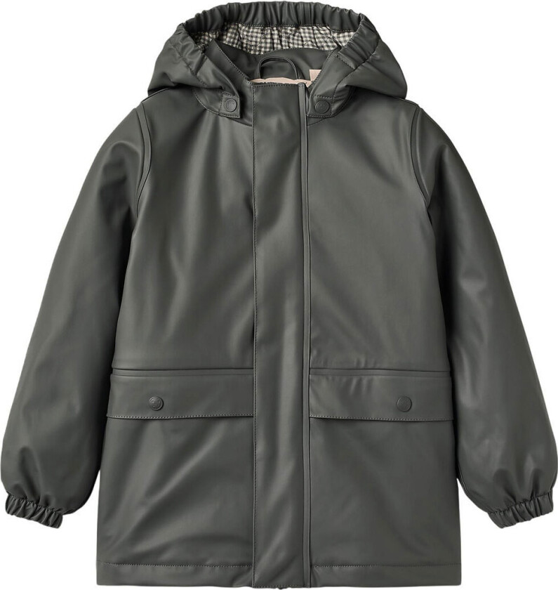 Regnjakke m. Termos - PU - Au - Dark Shadow - - 4 år (104) - Regnjakke