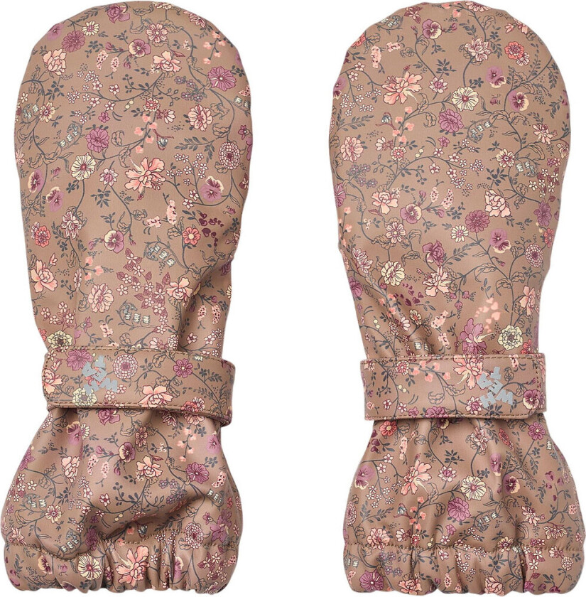 Votter m. Fleece - PU - Rily - Portabella-blomster - - 6-8 år (116-128) - Votter