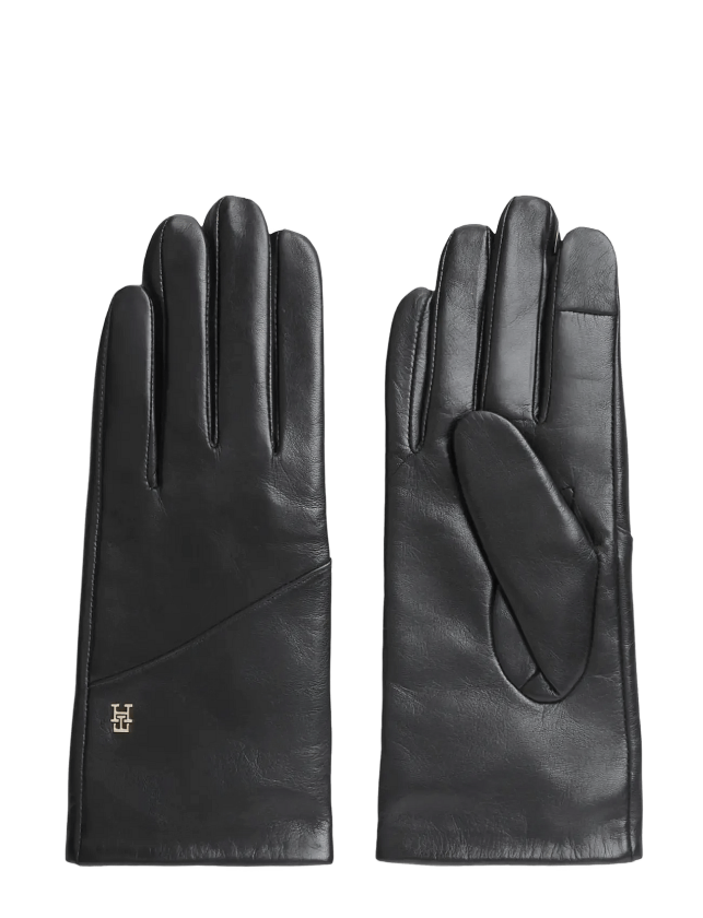 Th Elevated Chic Leather Gloves - Black - M/L