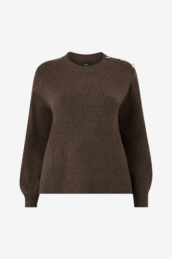 Genser Cavista, L/S, Button Pullover - Brun