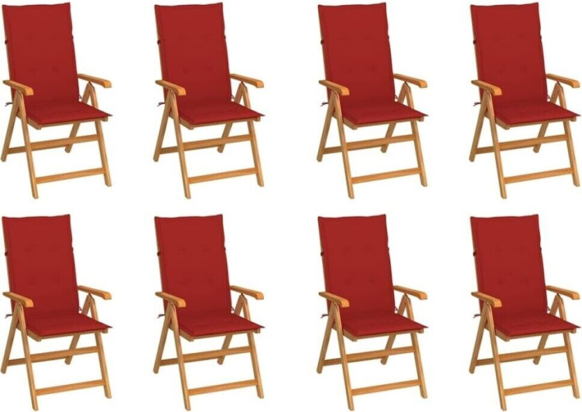 Hagestoler med puter 8 stk heltre teak