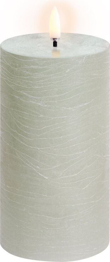 - LED pillar candle - Dusty green, Rustic - 7,8x15 cm (UL-PI-DG-C78015)