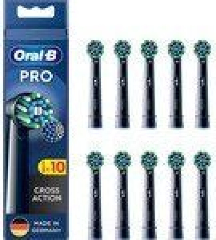 Cross Action Tannbørstehoveder - Svart - 10-pakning