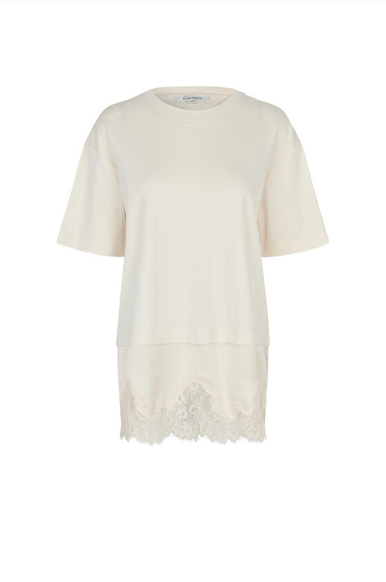 T-skjorte Vaccara Lace Tee - Natur