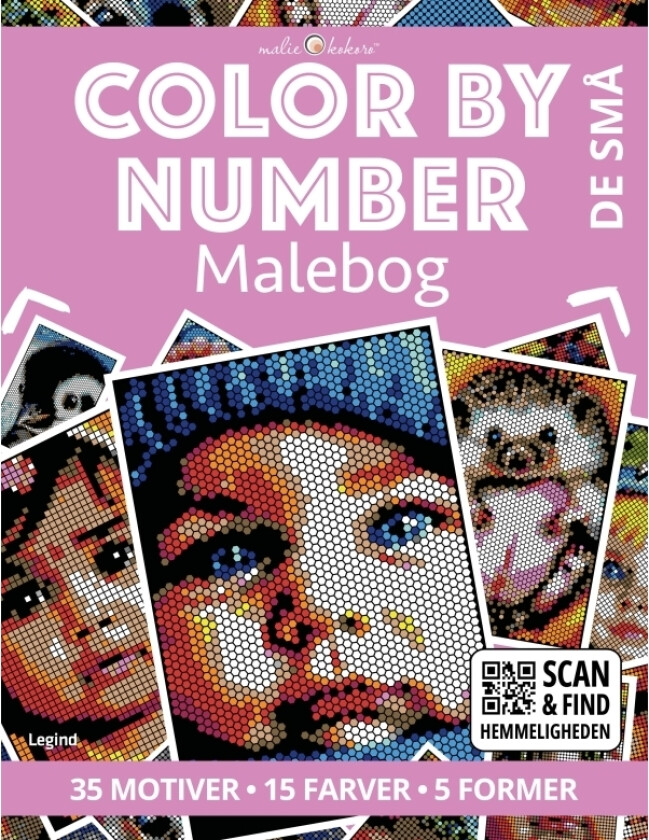 Malebok: Color by number - De små | Malie Kokoro | Språk: Dansk
