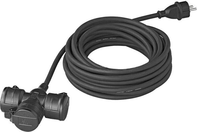 skjøteledning Schuko 3-delt 10 meter 3x1,5mm² svart