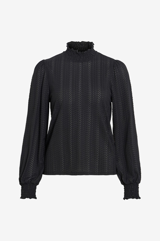 Topp Vilyri L/S Smock Top - - Svart