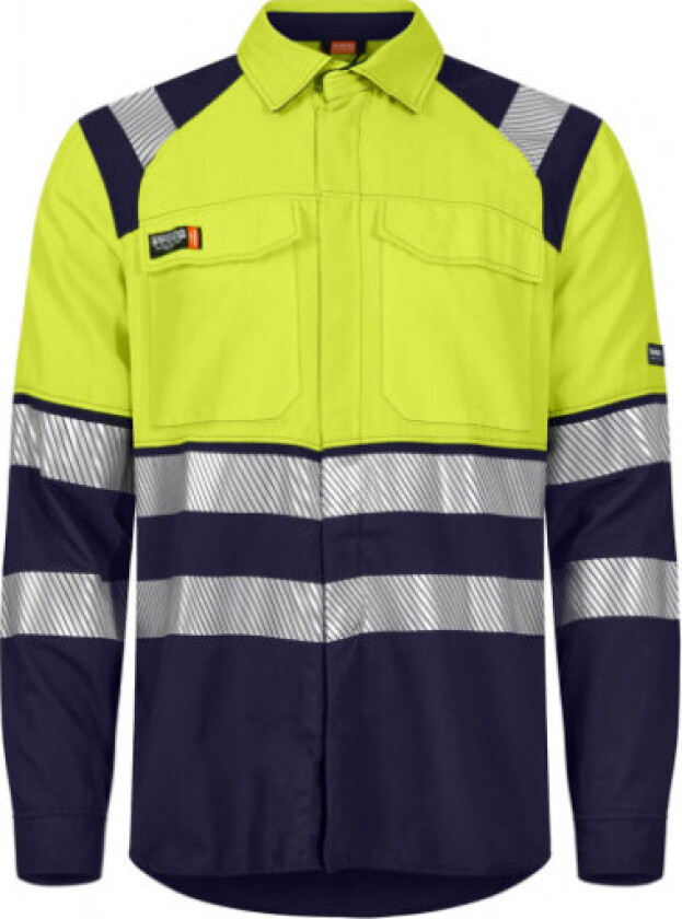 Flammehemmende skjorte 507691, High-Vis på 2 gul/marine, størrelse L