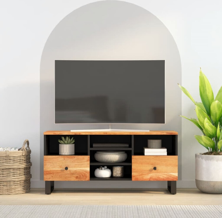 TV-benk 100x33x46 cm heltre akasie og konstruert tre