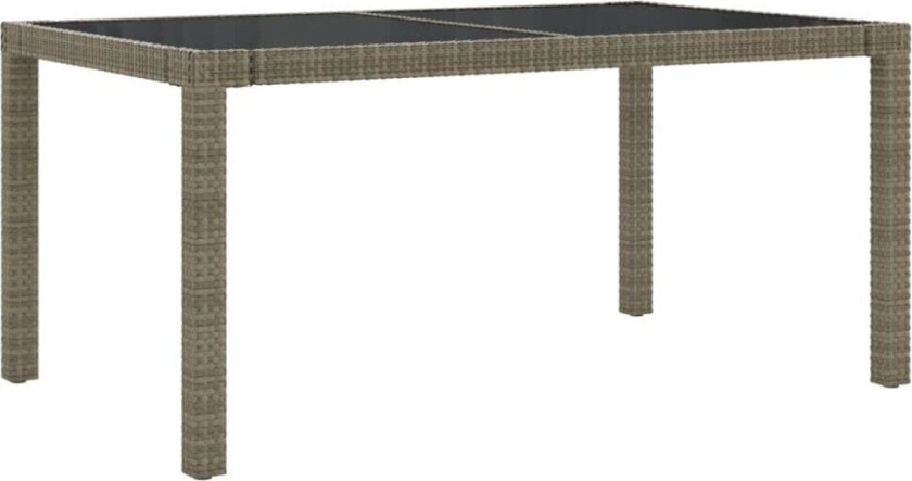 Hagebord 150x90x75 cm herdet glass og polyrotting grå