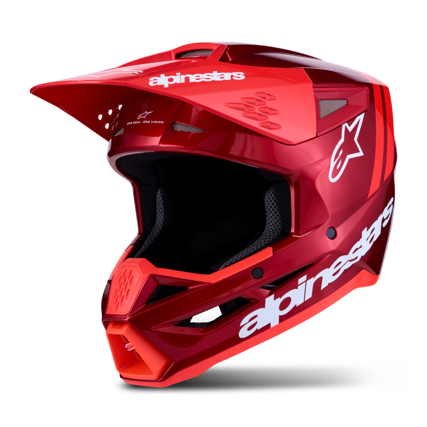 Crosshjelm Alpinestars S-M3 Radium Rød Fluo/Hvit/GlansetM