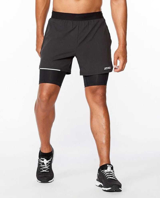 Men's Aero 2-in-1 5" Shorts Black/Silver Reflective M, Black/Silver Reflective