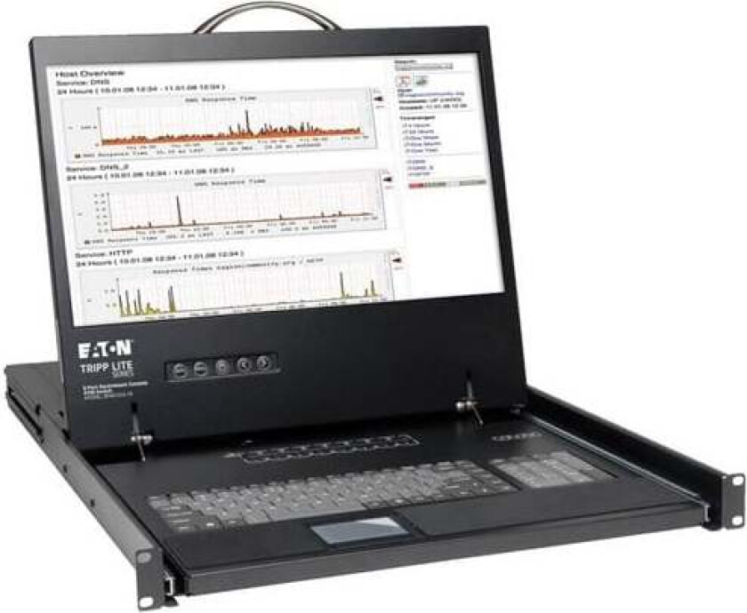 19" Tripp Lite Eaton Series 8-Port Rack Console VGA KVM Switch w/ 19" LCD 1U TAA