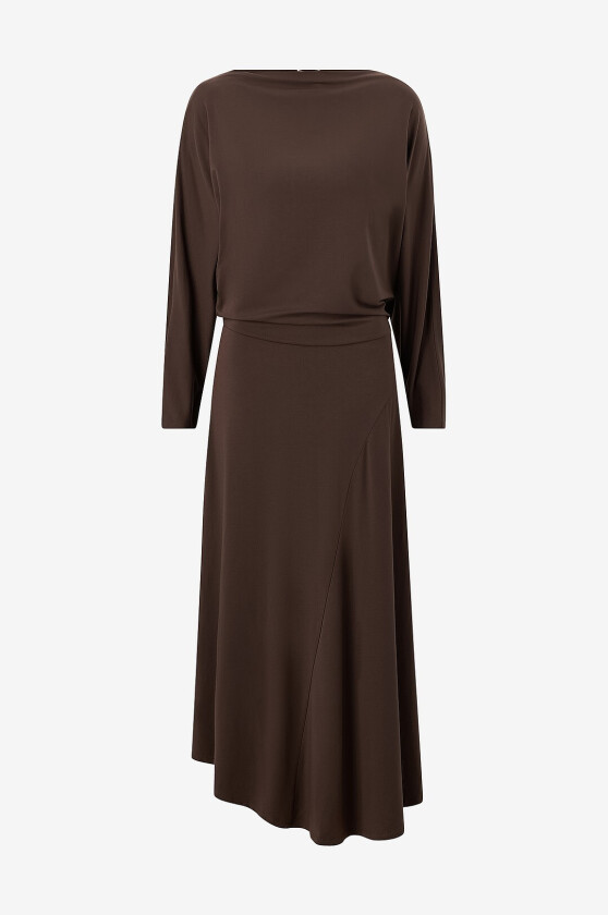 Maxikjole Jersey Boatneck Dress - Brun