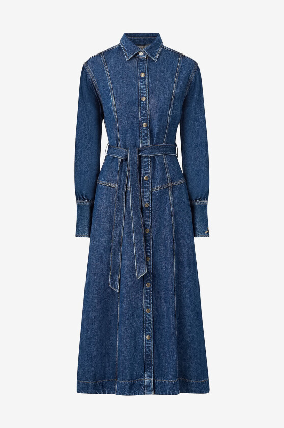 Maxikjole Belted Long Dress - Blå