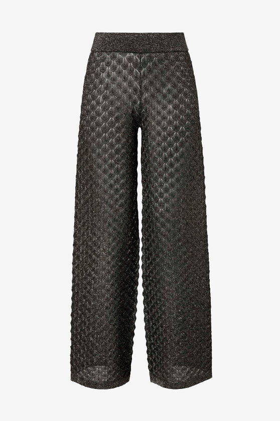 Bukser Alissa Wide-leg Pointelle Knitted Trousers - Svart