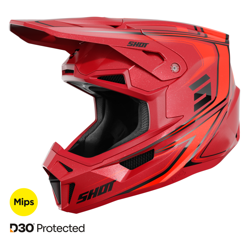Crosshjelm Shot Race Gear Lite Mips Glory 27 Rød PerlemorXL