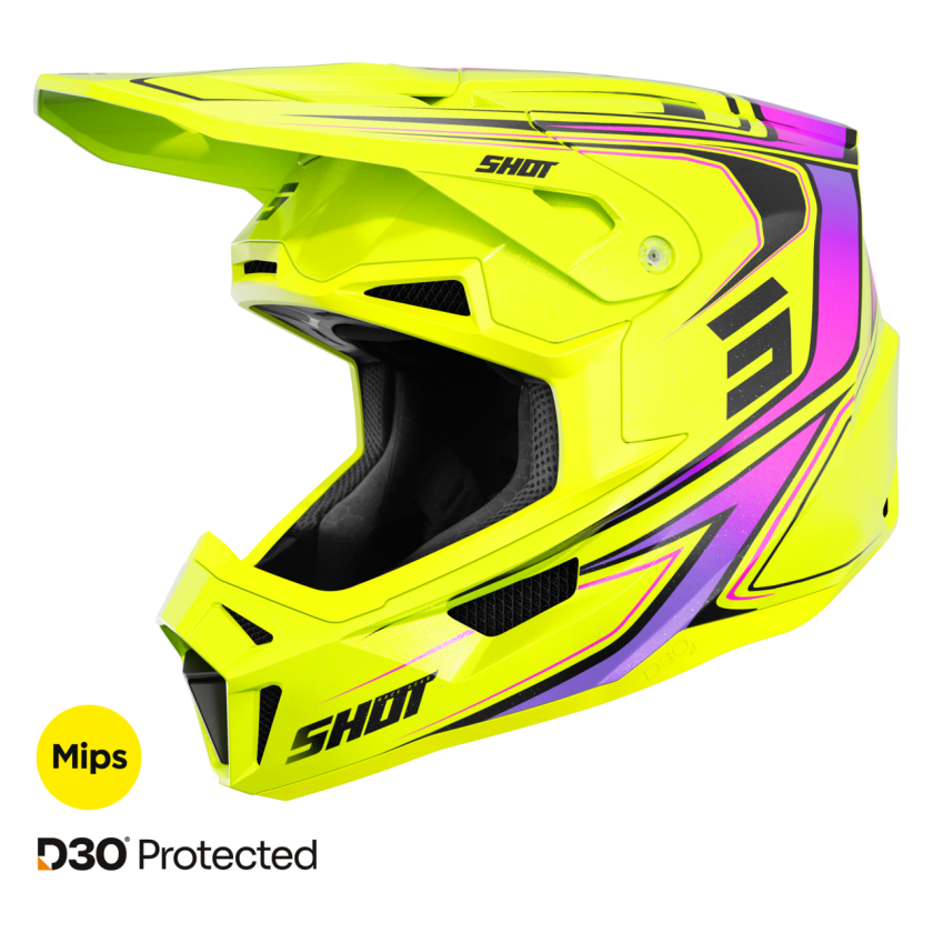Crosshjelm Shot Race Gear Lite Mips Glory 27 Neon Gul PerlemorL