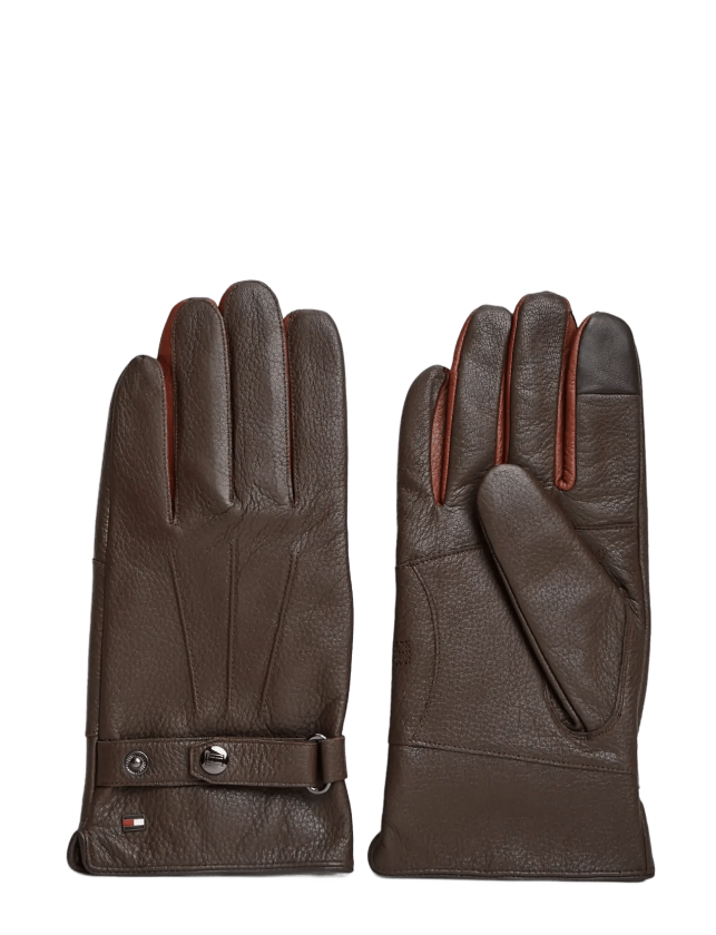 Th Dc Premium Leather Gloves - Brown - S/M