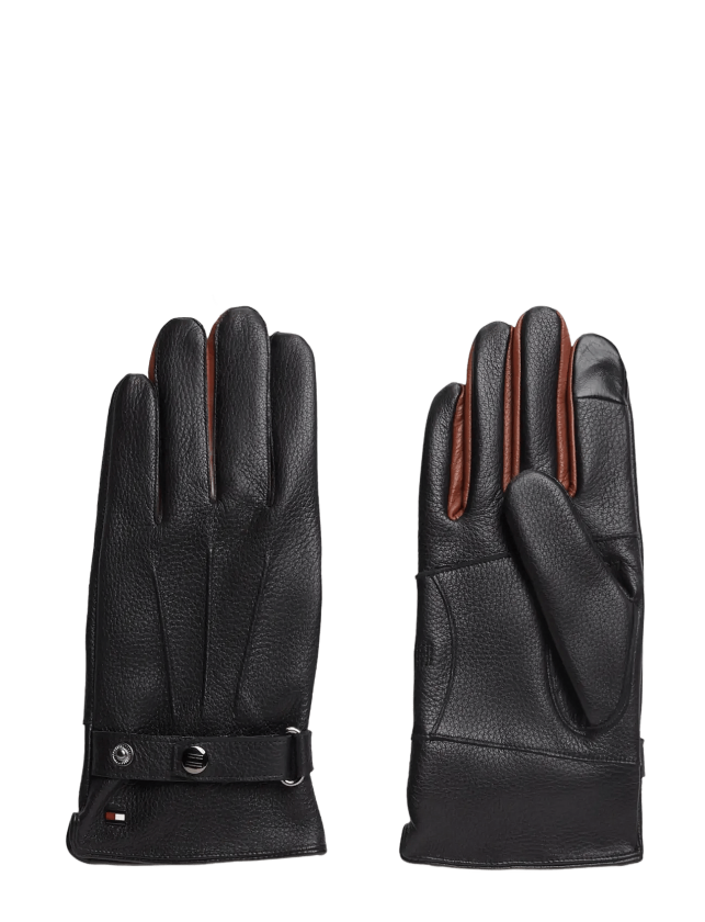 Th Dc Premium Leather Gloves - Black - S/M