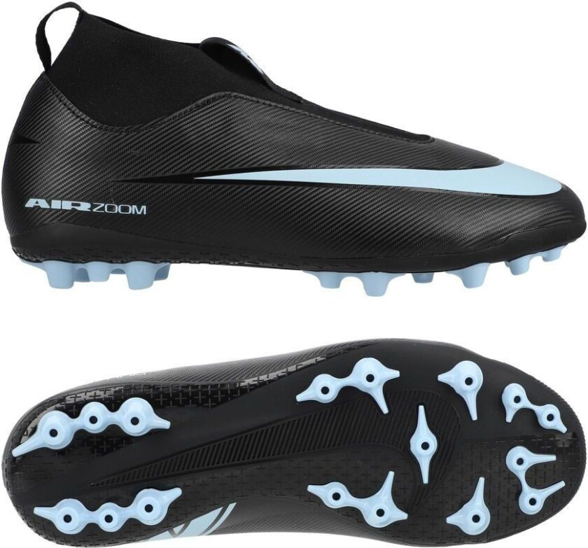 Air Zoom Mercurial Superfly 10 Academy AG Shadow - Svart/Isblå Barn - Kunstgress (AG), størrelse 33½