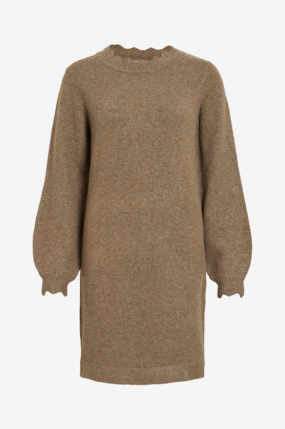 Kjole viNikolina O-neck L/S Knit Dress - - Grå