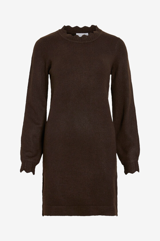 Kjole viNikolina O-neck L/S Knit Dress - - Brun
