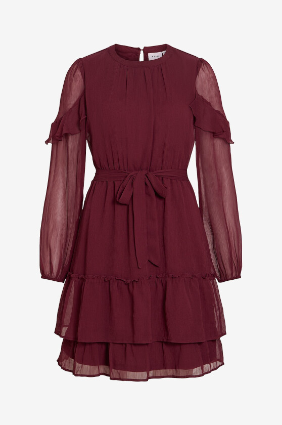 Kjole viElly L/S Flounce Dress - Rød