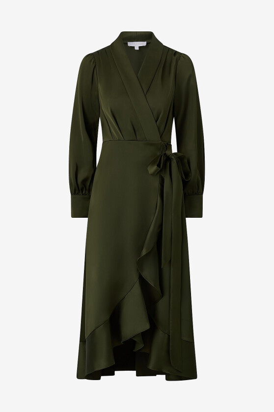 Satengkjole Iza Midi Dress - Grønn