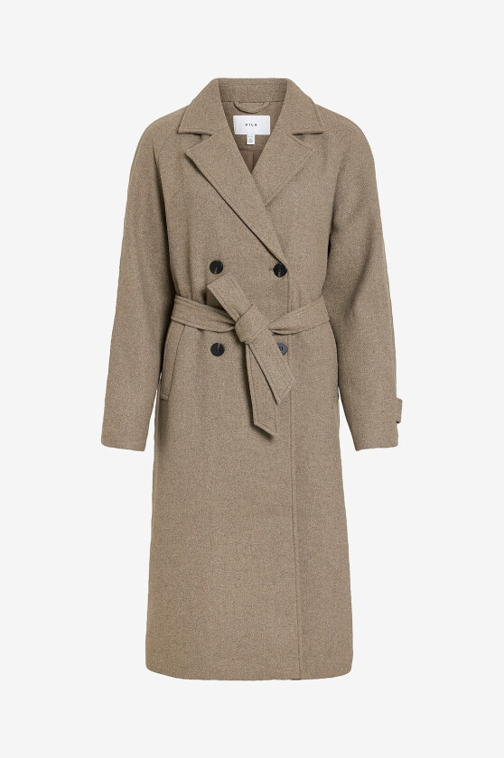 Kåpe viWollie L/S Button Long Coat - Grå