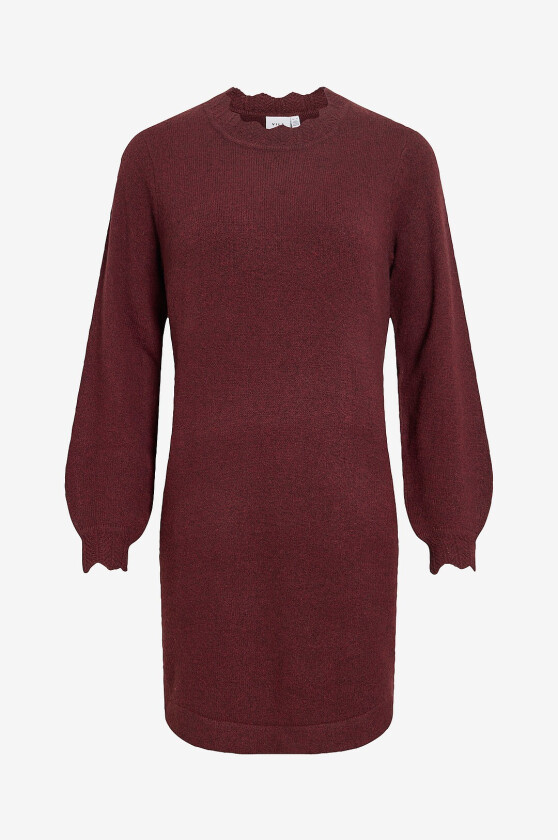 Kjole viNikolina O-neck L/S Knit Dress - - Rød