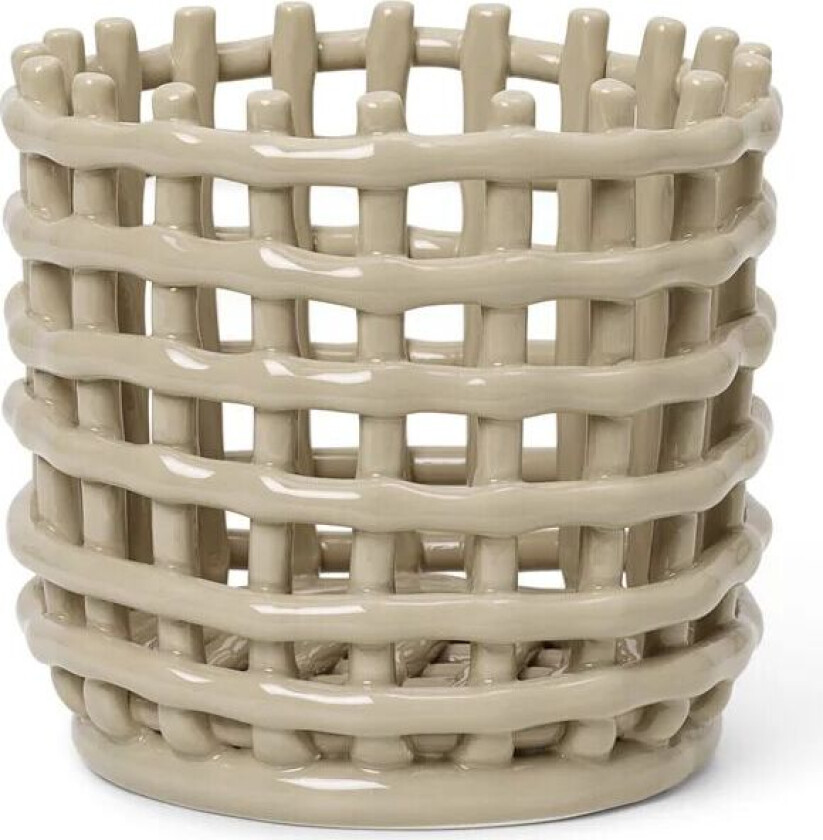 Bilde av Ceramic flettet kurv Ø16 cm Cashmere