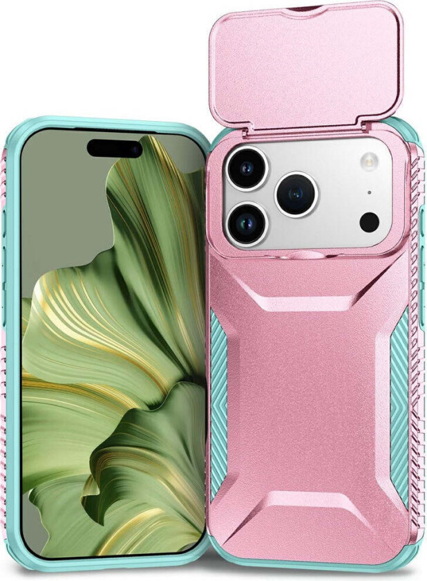 iPhone 18 Pro / 17 Pro EIDERWOOD Hybrid Plast Deksel m. Cam Slider - Rosa / Turkis