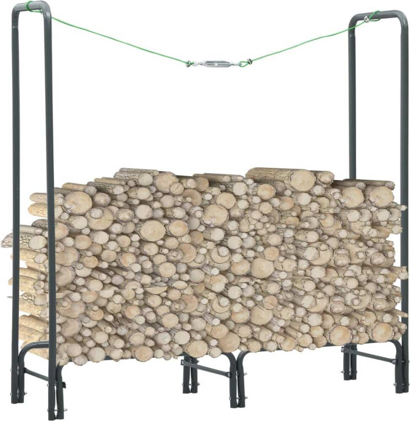 Vedstativ antrasitt 120x35x120 cm stål
