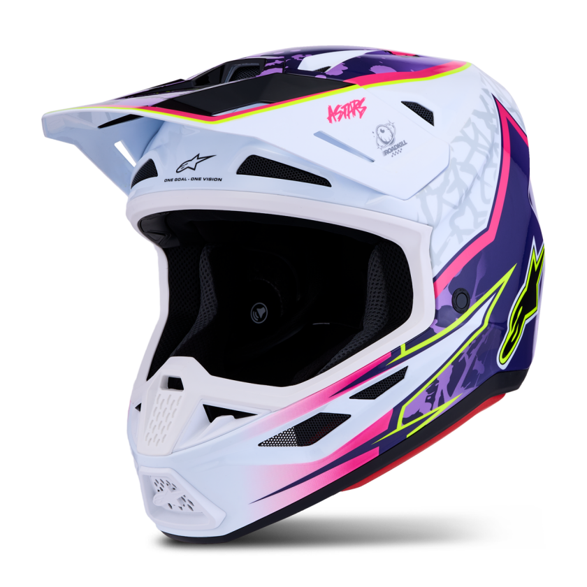 Crosshjelm Alpinestars S-M7 Blaster Lilla/Rosa/Hvit/GlansetXS