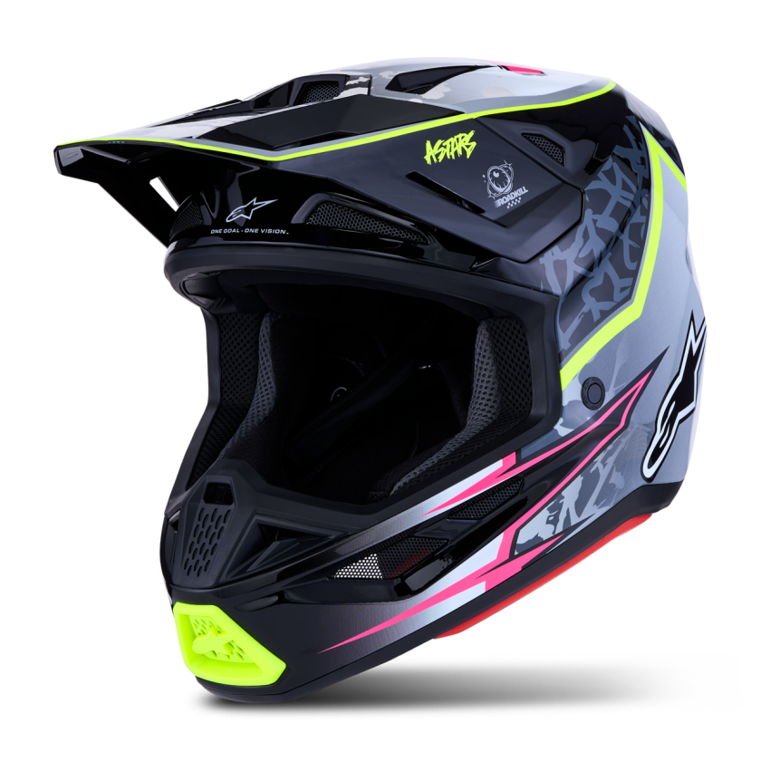Crosshjelm Alpinestars S-M7 Blaster Svart/Grå/Hvit/Gul Fluo/GlansetXXL