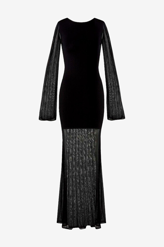 Maxikjole Haisley Sheer Knitted Maxi Dress - Svart