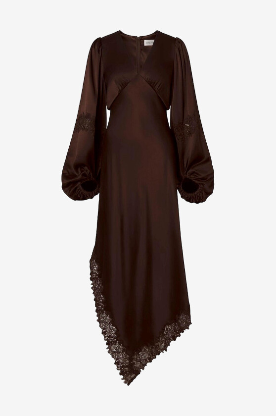 Bilde av Maxikjole Seema Asymmetric Lace Hem Maxi Dress - Brun