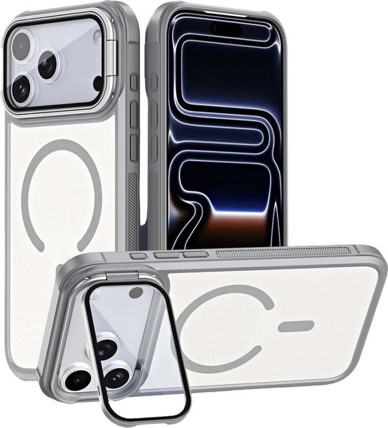 iPhone 18 Pro / 17 Pro EIDERWOOD Hybrid Plast Deksel m. Kamera Deksel & Stativfunksjon - MagSafe Kompatibel - Grå